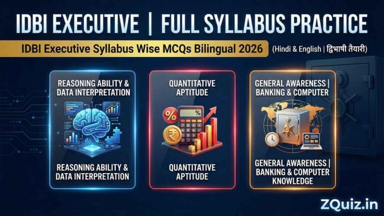 IDBI Executive Syllabus Wise MCQs Bilingual - Reasoning DI Quant English GA Banking Computer