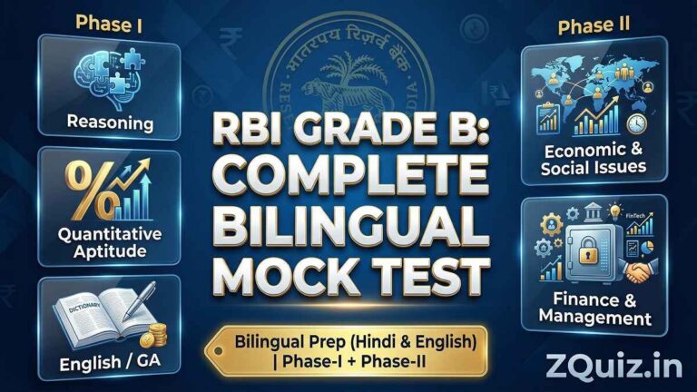 RBI Grade B Syllabus Wise MCQs Bilingual - ESI Finance Mgmt Reasoning Quant GA BA Practice