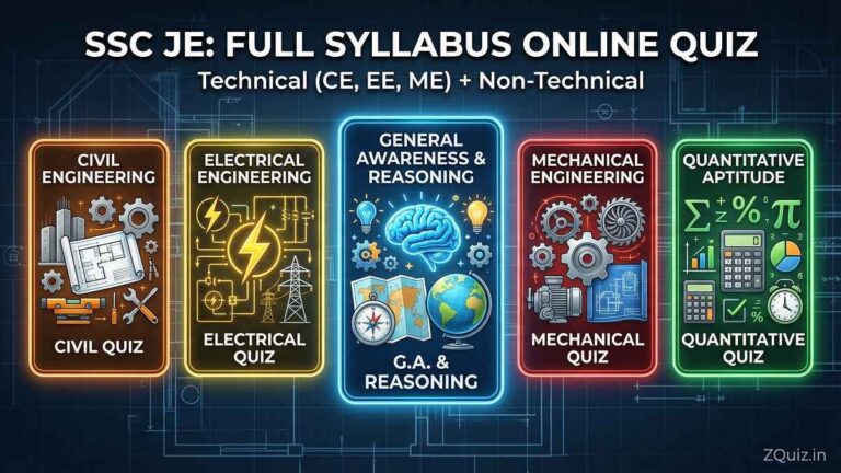 SSC JE Online Quiz Practice Set in Hindi and English - Reasoning GK Civil Electrical Mechanical Engineering