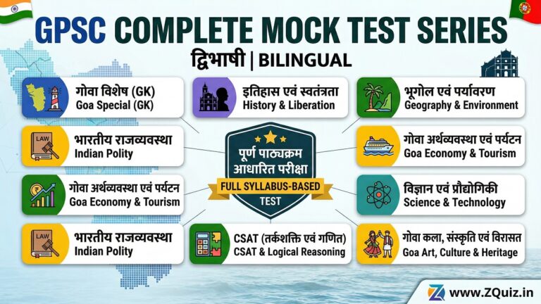 Goa GPSC GK GS Bilingual MCQs, GPSC Goa Full Mock Test