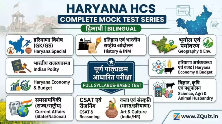 Haryana HCS GS Quiz Bilingual MCQs, HCS Full Mock Test