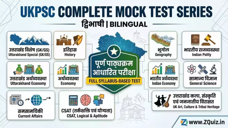 Uttarakhand UKPSC GS GK Bilingual Quiz, UKPSC Full Mock Test