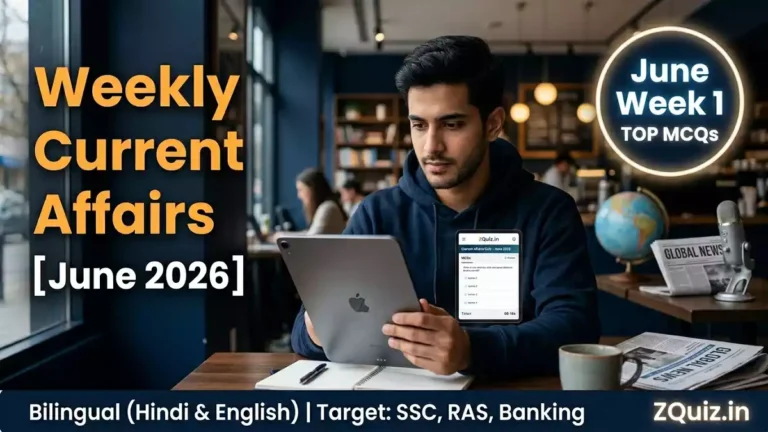 Weekly Current Affairs MCQs June 2026 Week 1 - Advanced Level Quiz in Hindi and English for UPSC, SSC, State PSC Exams