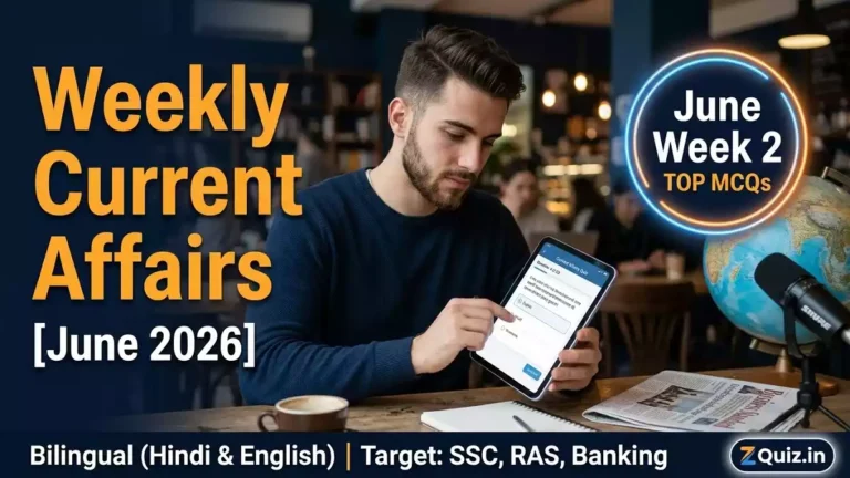 Weekly Current Affairs MCQs June 2026 Week 2 - Advanced Level Quiz in Hindi and English for UPSC, SSC, State PSC Exams