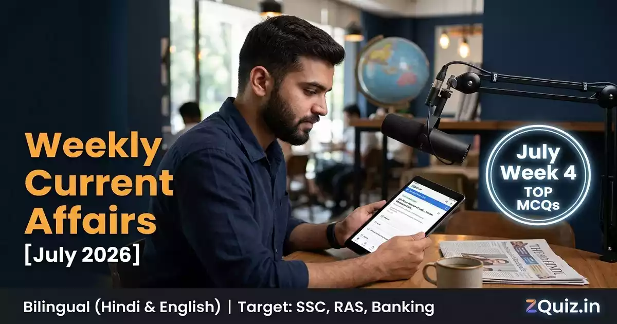 Weekly Current Affairs MCQs July 2026 Week 1 - practice set cover