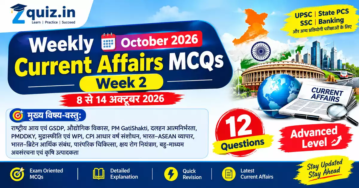 Weekly Current Affairs MCQs October 2026 Week 2 – 8 to 14 October
